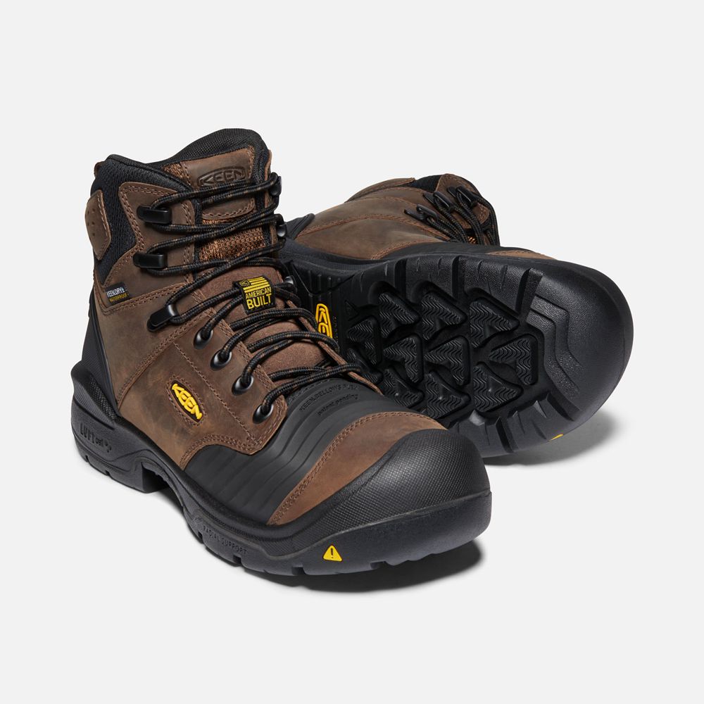 Cizme Keen Romania Barbati Maro/Negrii Portland 6\" Waterproof (Carbon-Fiber Toe) 8194-AWESR